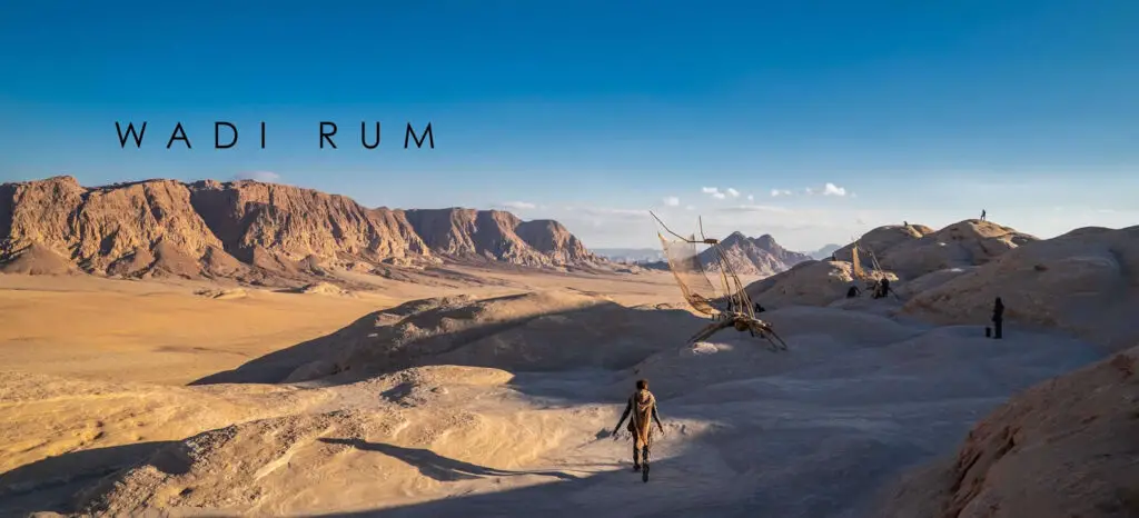 Photo of 'Dune: Part Two' movie production in the Jordan's Wadi Rum desert.