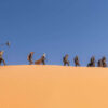 Preview from 'Dune Part Two: The Photography': Behind-the-scenes shot Fremen crossing the desert.