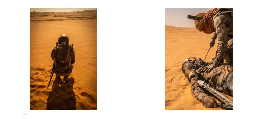 Preview pages from 'Dune Part Two: The Photography', an Insight Editions publication, featuring photos by Niko Tavernise.