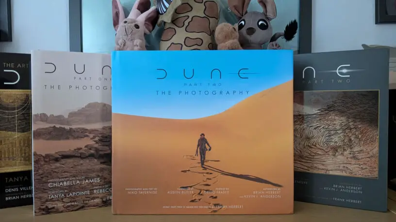 Review copy of 'Dune Part Two: The Photography', pictured next to other behind-the-scenes 'Dune' books from Insight Editions.