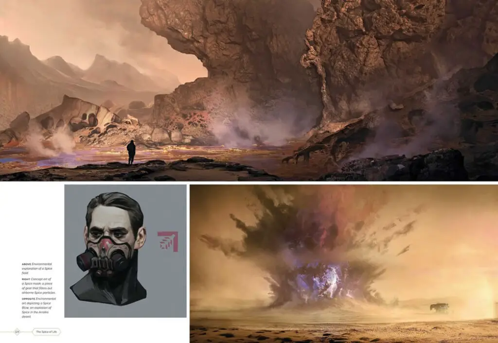 Feature on Spice from pages 124-125 of 'The Art and Making of Dune: Awakening', a behind-the-scenes book about the MMO video game.